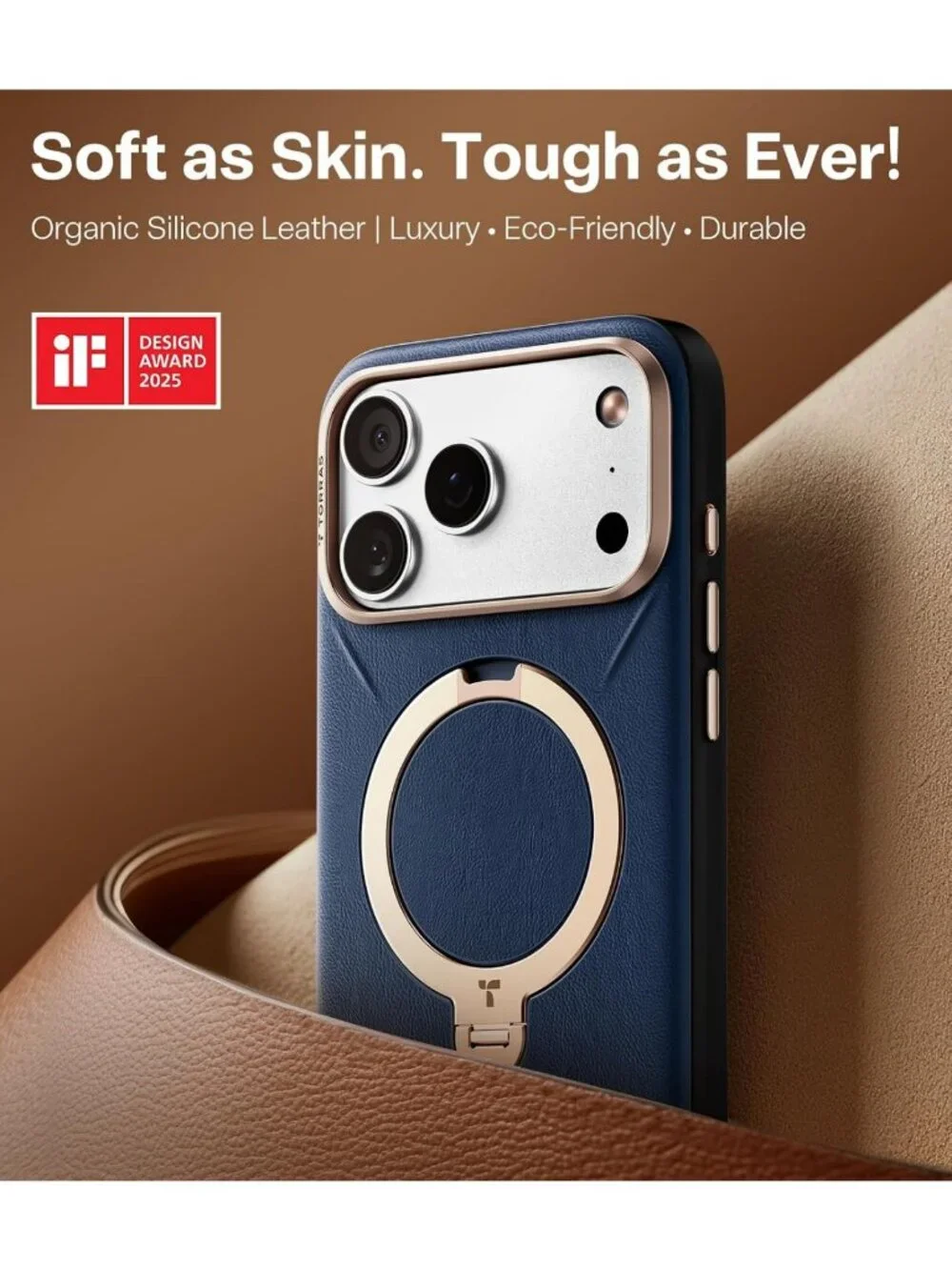 iPhone 17 Pro Max Leather Case - Shockproof, 360° Magnetic Stand, MagSafe